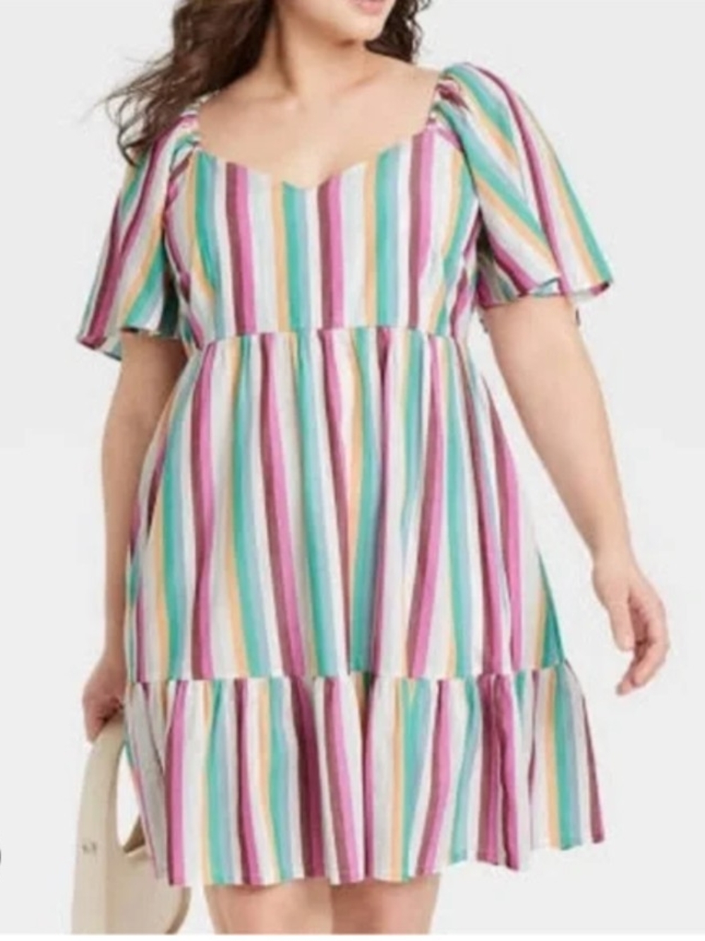 Ava & Viv Pastel Multistripe Sweetheart Mini Dress